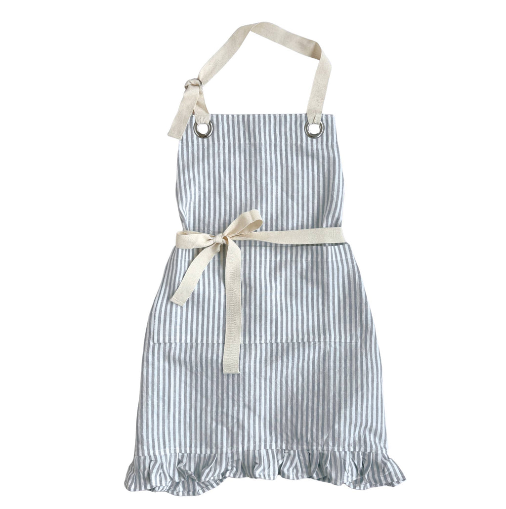Ruffle Pin Stripe Apron: Black