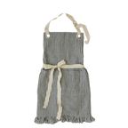 Ruffle Pin Stripe Apron: Black