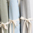 Ruffle Pin Stripe Apron: Black